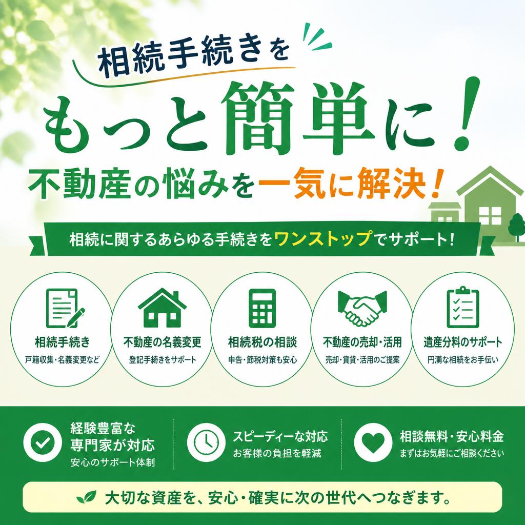 相続手続きをもっと簡単に！不動産の悩みを一気に解決！