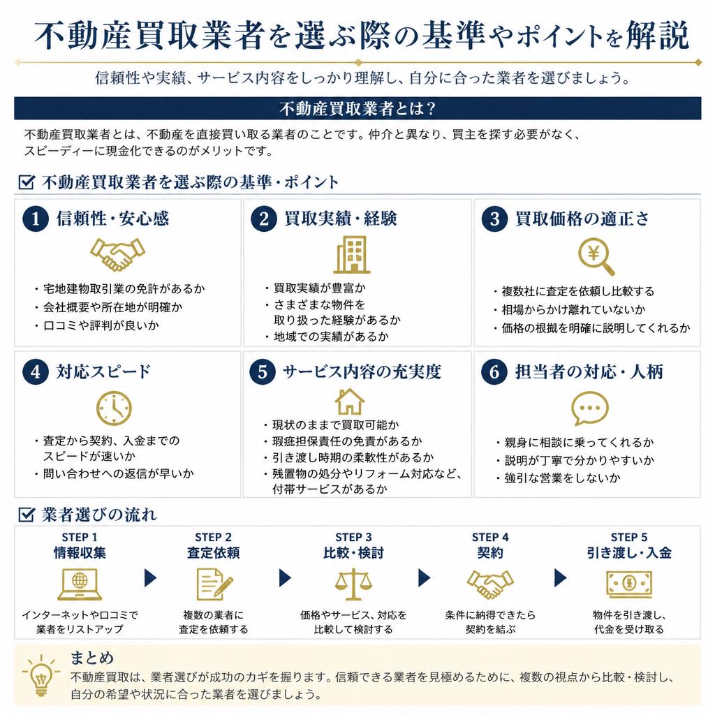 信頼できる不動産買取業者の選び方